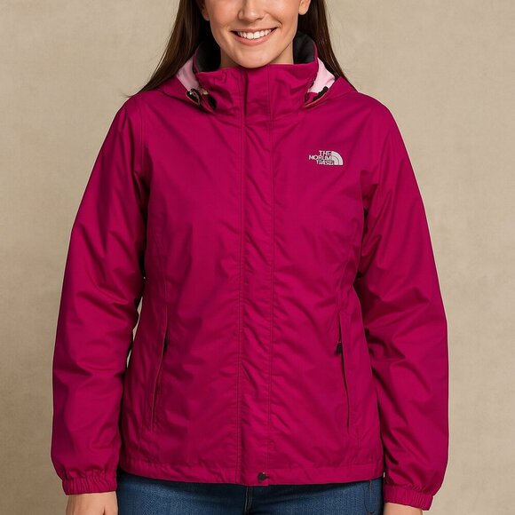 The North Face Pink Hooded Jacket Lightweight Zip Front Size M Trail Activewear - Picture 1 of 16